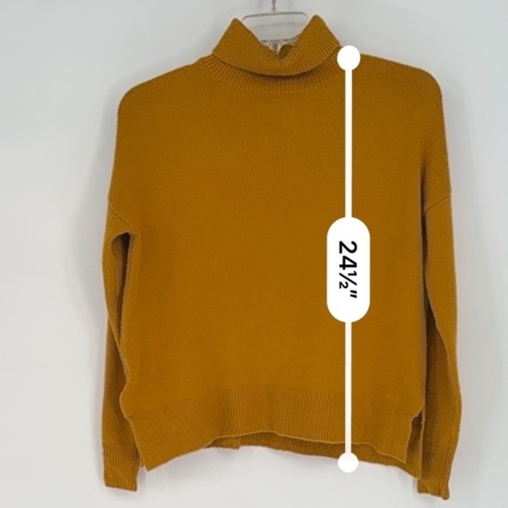 LOFT‎ Mustard Yellow Turtleneck Sweater XS Oversized Cotton Wool Blend 90-49 - Picture 11 of 13